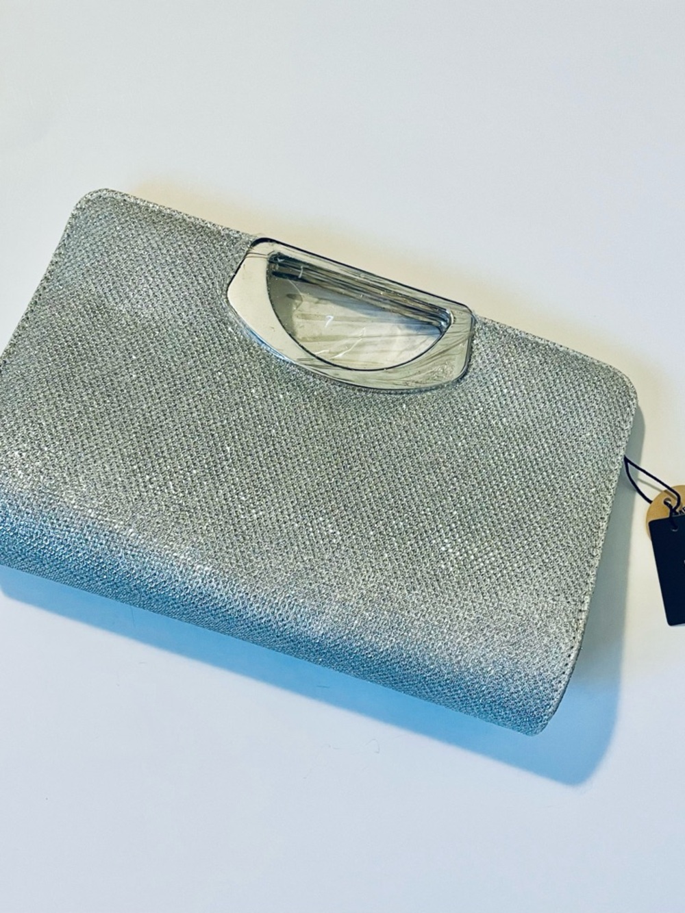 Ardene Silver Glitter Clutch with Metallic Handle